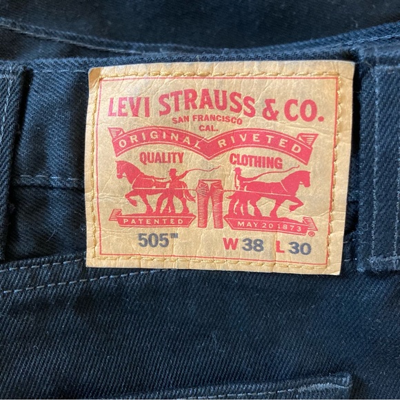 Black Levi’s 505 Jeans Denim Men’s 38x23 Pants Straight Leg - Picture 3 of 10